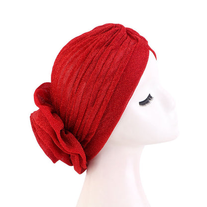 Cross-border new bright silk big flower headscarf hat ethnic style toe cap retro fashion hat TJM-322