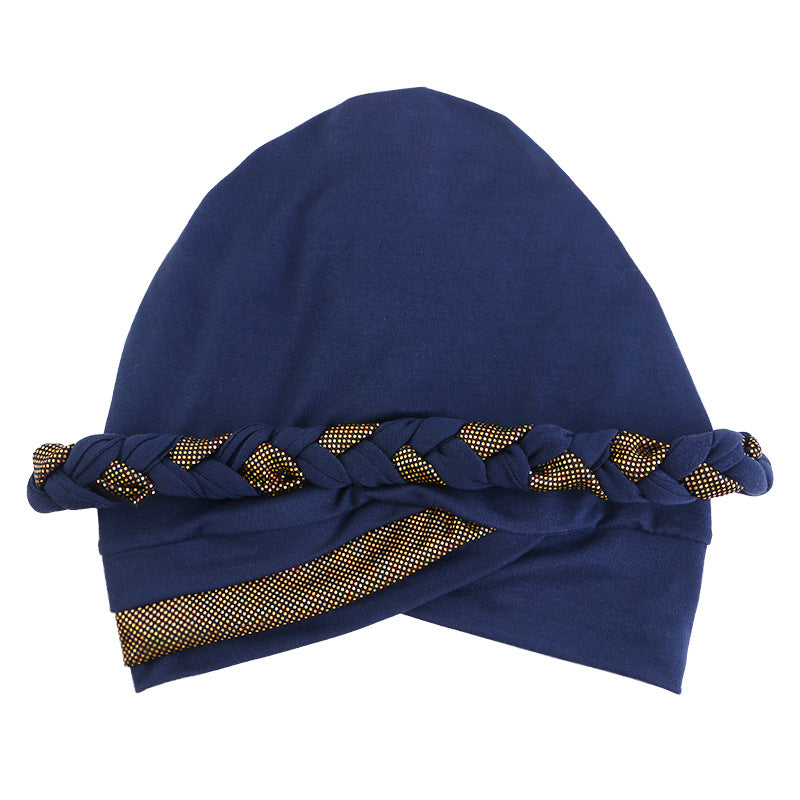 Cross border new two-color gilding manual Fried Dough Twists braid headband cap elastic headband JDT-429M