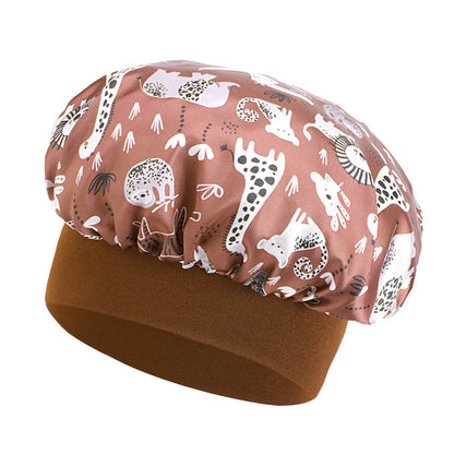 Cross-border children's cartoon colored nightcap dinosaur print baby headscarf hat hair care cap JDKB-21A-5