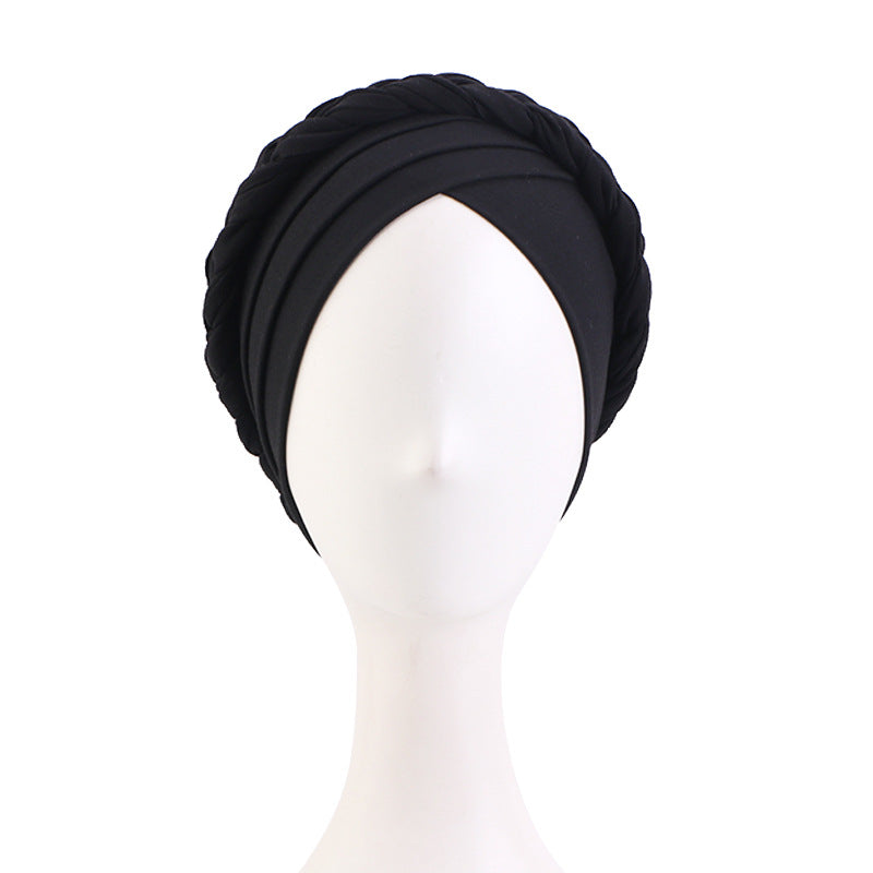 Amazon Source Solid Color Turban Hat, Braided Chemotherapy Hat, Postpartum Hat, Headscarf Hat Jdt-429L