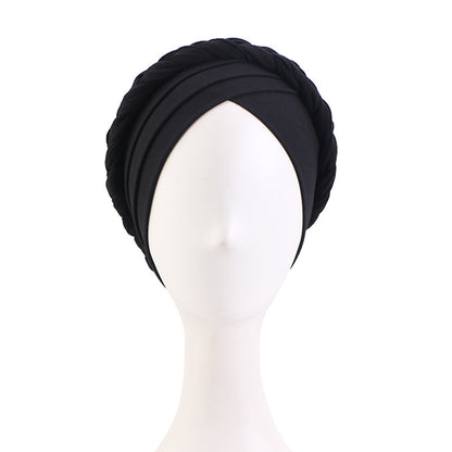 Amazon Source Solid Color Turban Hat, Braided Chemotherapy Hat, Postpartum Hat, Headscarf Hat Jdt-429L