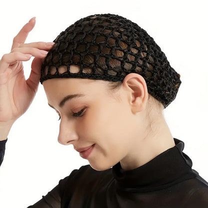 Solid Color Hand Crocheted Hair Care Mesh Hair Cover Headgear Nightcap Breathable FW-11