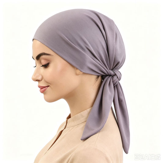 Cross border new solid color double-layer elastic ribbon headscarf cap strap headband hair care cap JDT-29