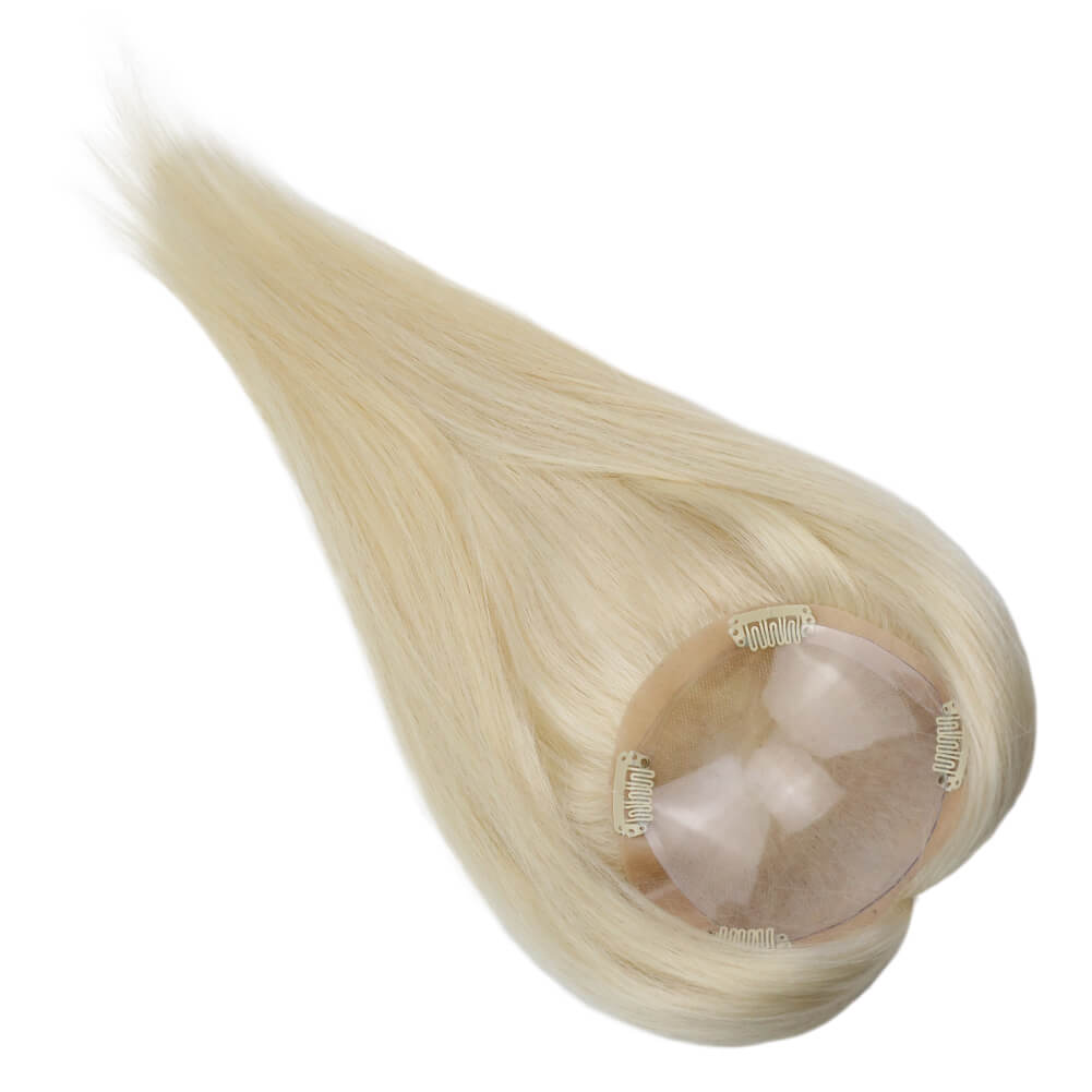 Hair Topper Real Human Hair 5"*5" Base Platinum Blonde