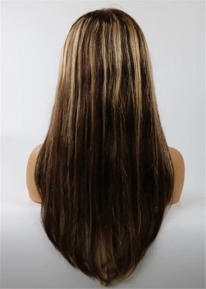 Top Quality Romantic Hairstyle Long Straight Full Lace Wig 100% Human Hair 22 Inches