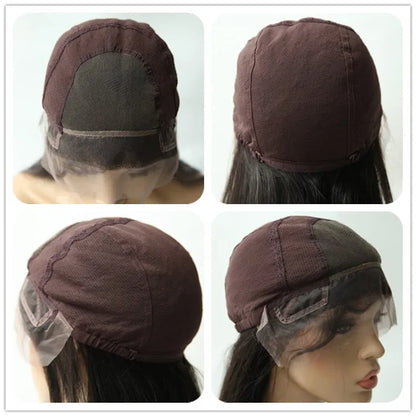 Elegant Soft Medium Straight Glueless Full Lace Wig 100% Human Hair 14 Inches