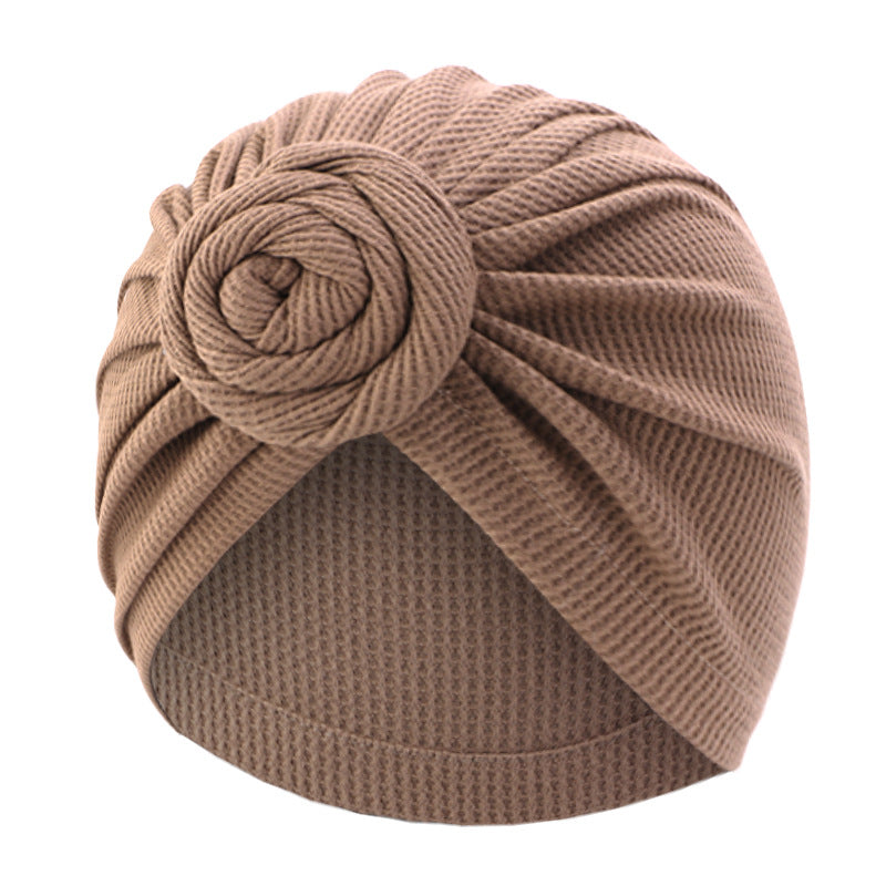 New Waffle Cotton Floral Turban Hat, Donut Knot Pullover Hat, Cross-Border Supply Jdt-282K