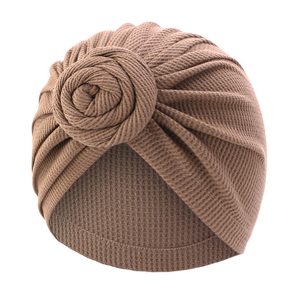 New Waffle Cotton Floral Turban Hat, Donut Knot Pullover Hat, Cross-Border Supply Jdt-282K