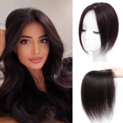 Hair Toppers for Women Real Human Hair, Bangs Hair Clip 360° 3D Cover Human Hair Topper with Bangs