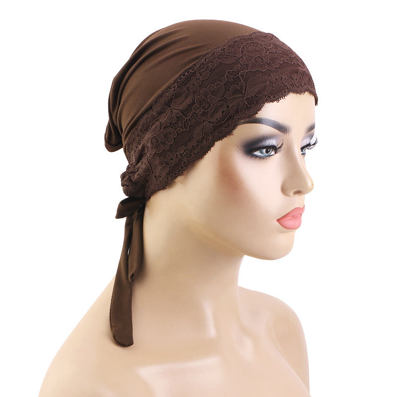 New Lace Accessory Headscarf Hat, Elastic Band Head Wrap Hat, Hair Protection Hat, Cross-Border Hat Jdt-31-1B