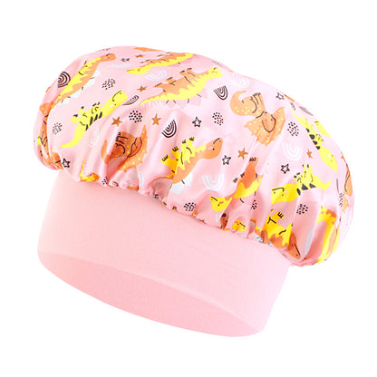 Cross-border children's cartoon colored nightcap dinosaur print baby headscarf hat hair care cap JDKB-21A-5