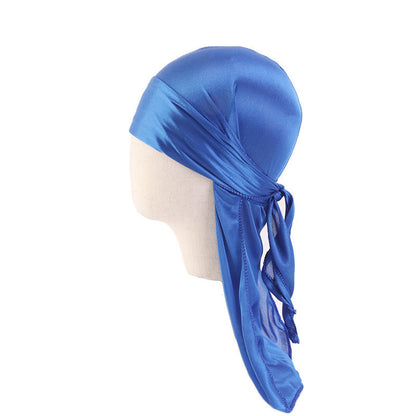 Children's Imitation Silk Pirate Hat Durag Long Tail Turban Hip Hop Cape Hat K-11