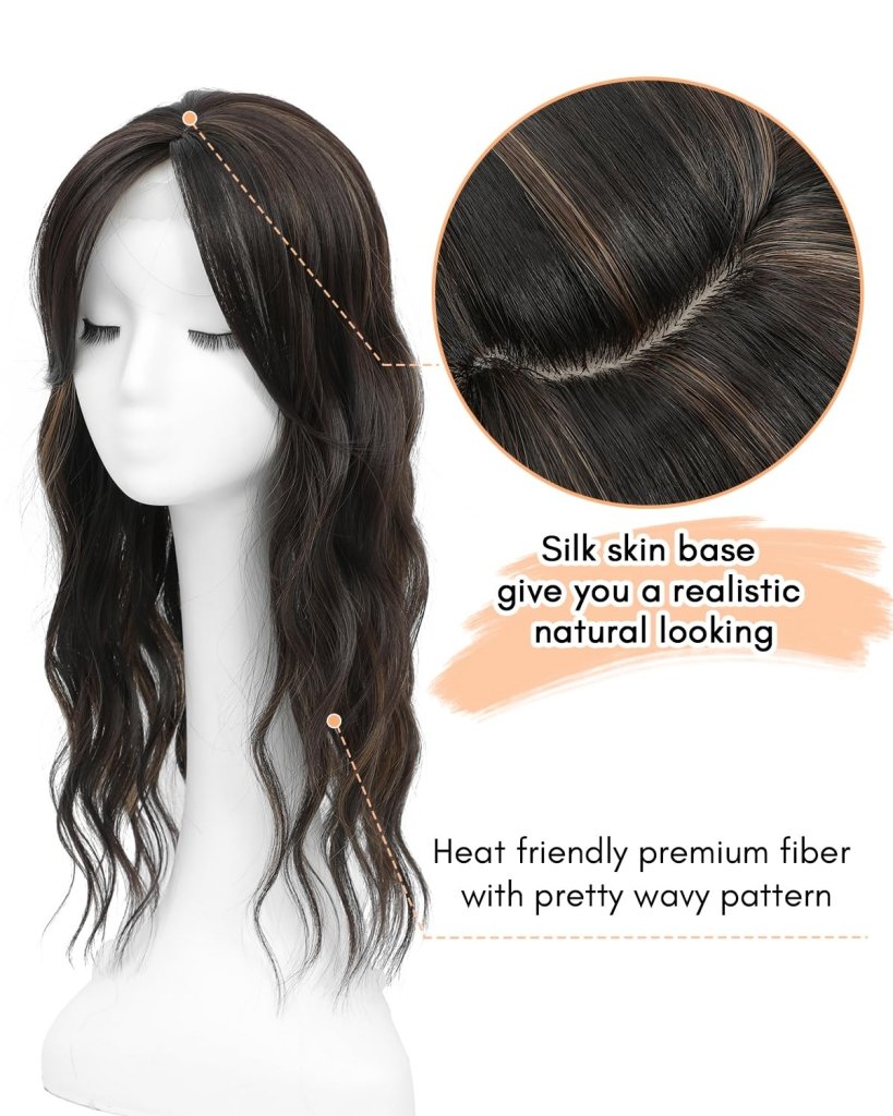 20Inch Wavy Hair Topper for Women Add Volume&Cover Thinning Hair with Natural Looking Hair Piece