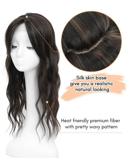 20Inch Wavy Hair Topper for Women Add Volume&Cover Thinning Hair with Natural Looking Hair Piece