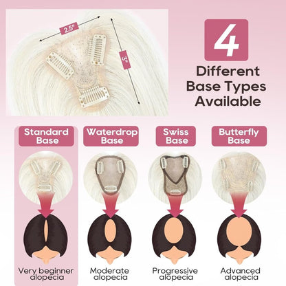 Real Human Hair Topper10 inch Women for Thinning Hair Swiss Base  Hairpiece