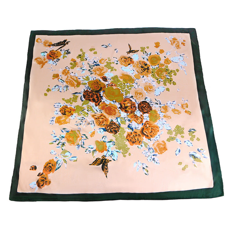 Amazon Women's Satin Square Scarf Imitation Silk Printed Head Scarf Silk Scarf Turban Hat Jdwj-28A