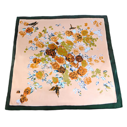 Amazon Women's Satin Square Scarf Imitation Silk Printed Head Scarf Silk Scarf Turban Hat Jdwj-28A