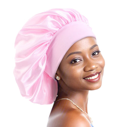 Professional Custom Printing of Logo Large Satin Wide-Brimmed Sleep Cap, Beauty and Hair Care Cap, Headscarf Cap, Direct from the Source Factory