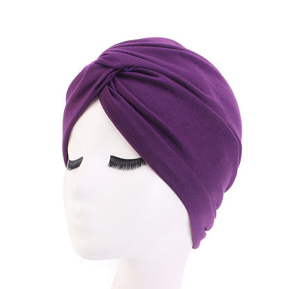 Ethnic Style Turban Hat, Imitation Cotton Twisted Cross Hat, Indian Hat, Chemotherapy Hat, Baotou Hat