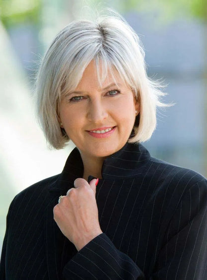 Short Straight Monofilament Top 100% Human Hair Wig 8 Inches for Older Women