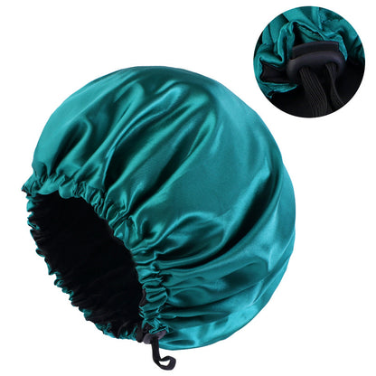 Factory direct satin nightcap double adjustable large round cap soft satin ladies hair care cap