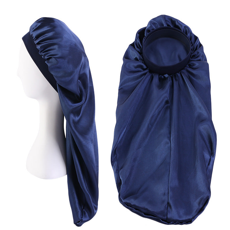 Foreign trade printing LOGO beauty salon advertising cap adjustable buckle double nightcap satin shower cap