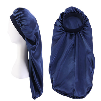 Foreign trade printing LOGO beauty salon advertising cap adjustable buckle double nightcap satin shower cap