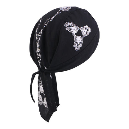 New Flame Print Pirate Hat for Men and Women, Hip-Hop Street Dance Ribbon Headwrap, Cycling Hat Jdd-09E