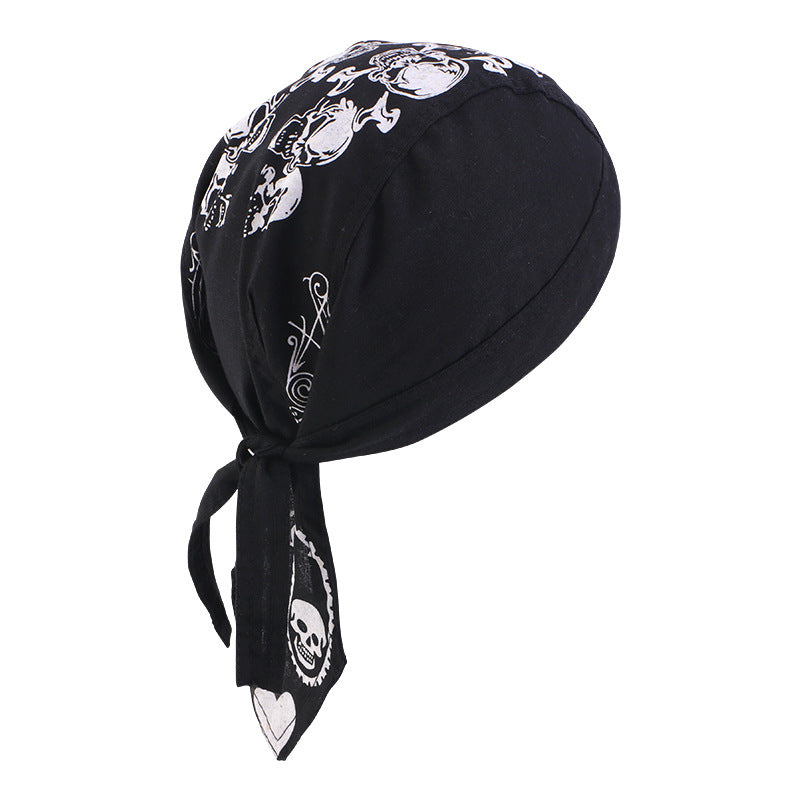 New Flame Print Pirate Hat for Men and Women, Hip-Hop Street Dance Ribbon Headwrap, Cycling Hat Jdd-09E