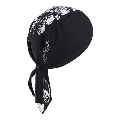New Flame Print Pirate Hat for Men and Women, Hip-Hop Street Dance Ribbon Headwrap, Cycling Hat Jdd-09E