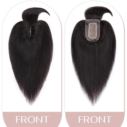 Human Hair Topper with Bangs - Real Human Hair Toppers for Women with Thin Hair