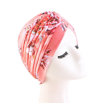 Tie-Dyed Pleated Turban Hat, Indian Hat, Base Hat, Head Wrap Hat Tjm-45