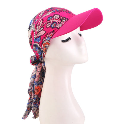 New Satin Square Scarf Hat with Brim, Outdoor Sunshade Turban Hat, Sunshade Cloth Hat Jdt-234J