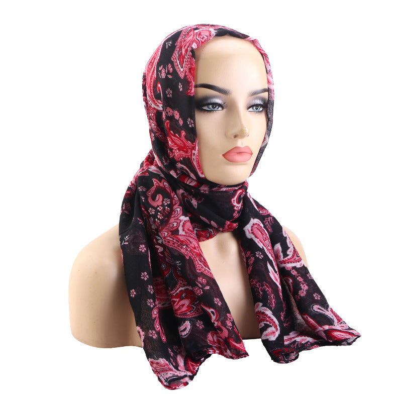 Spring and Autumn New European and American Trendy Paisley Floral Voile Headscarf Wrap Jdwj-24G