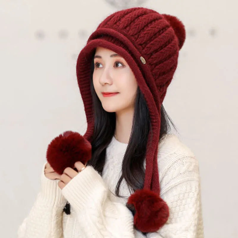 Women's Plain Pattern Brimless Woolen Yarn Tall Crown Knitted Hats