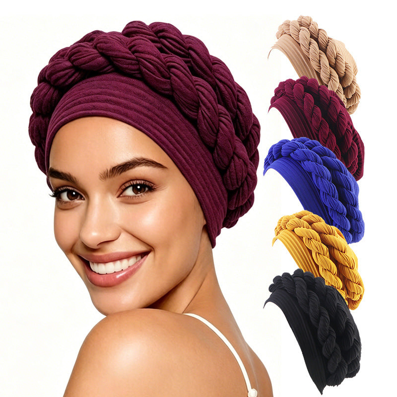 Cross-Border New Style Handmade Double-Layer Three-Dimensional Sponge Braided Headscarf Hat Jdt-520