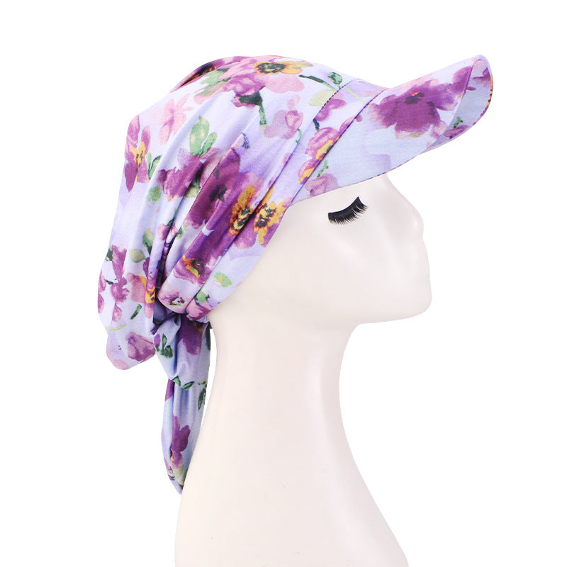 New Style Printed Brimmed Baseball Cap Outdoor Sunshade Strap-On Headgear Sunshade Fabric Hat Jdt-234I