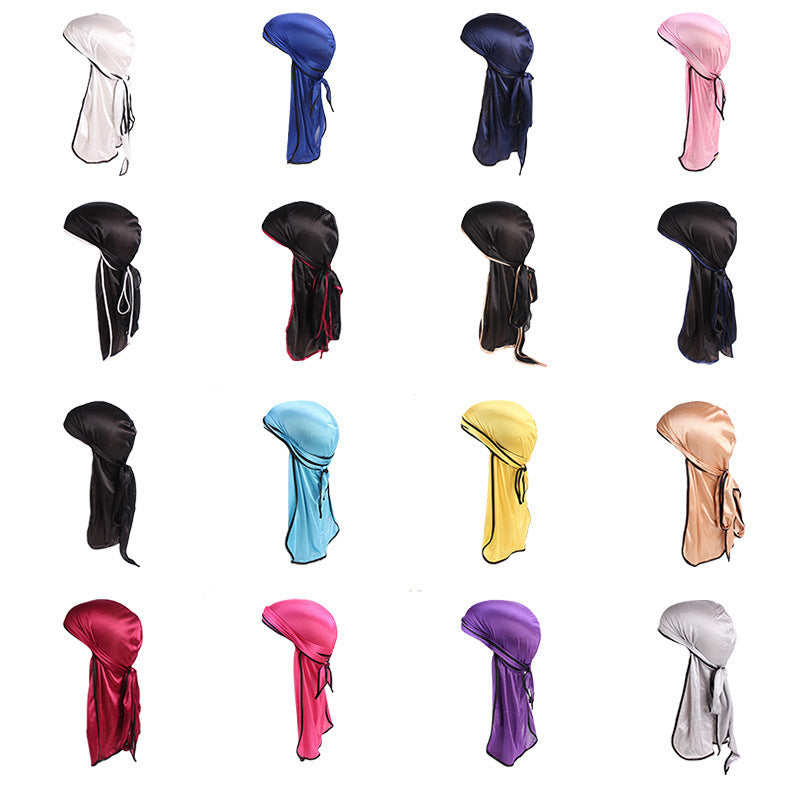 Imitation Silk Edge Long Tail Pirate Hat Hip-Hop Cloak Towel Hat Toe Hat silky durag