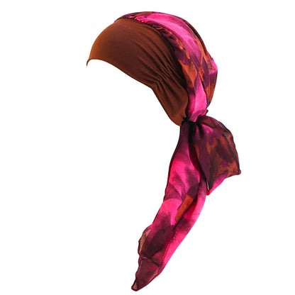 Cross-border Wide-brim Stretch Headband Stitching Chiffon Ribbon Tapes Hat All-match Ethnic Hat JDT-456B