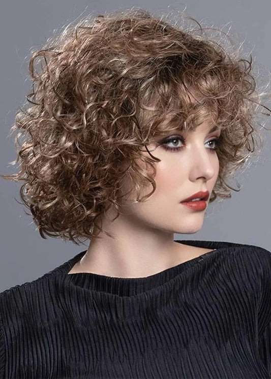 Amazingly Realistic Style Women's Medium Bounce Curly Synthetic Hair Capless Wigs 14Inches