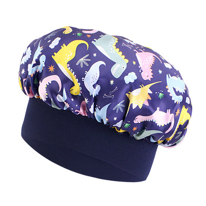 Cross-border children's cartoon colored nightcap dinosaur print baby headscarf hat hair care cap JDKB-21A-5