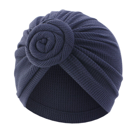 New Waffle Cotton Floral Turban Hat, Donut Knot Pullover Hat, Cross-Border Supply Jdt-282K