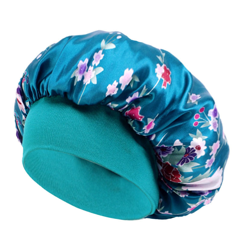 Amoeba wide-brimmed elastic hair band nightcap satin round CAP Beauty hair cap shower cap satin bonnet