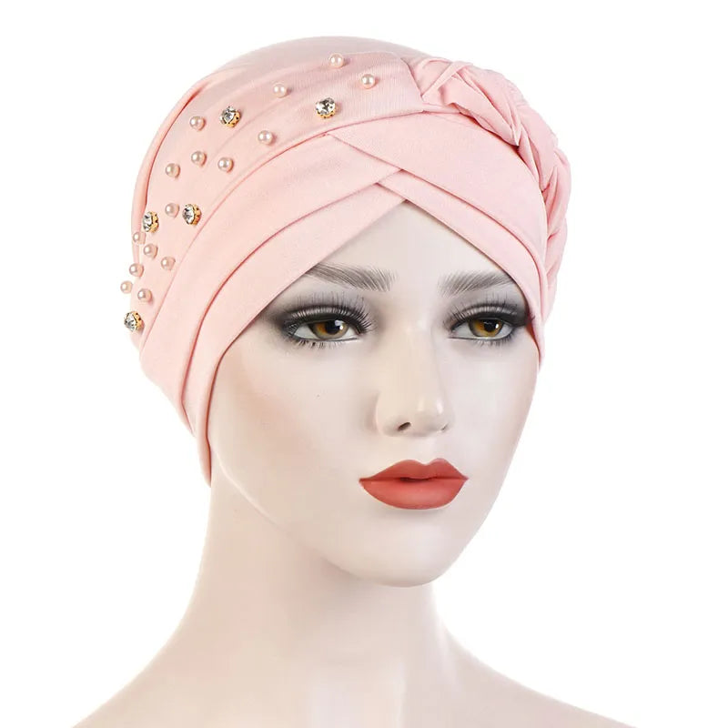 Beads Pure Colour Turban For Women