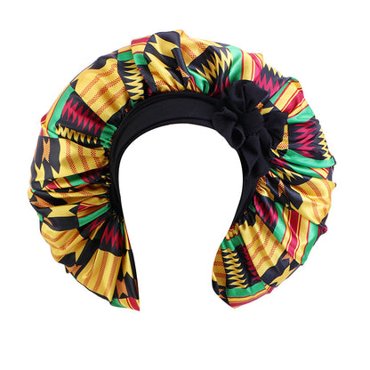 African Print Sal Nightcap Large Stretch Ribbon Tape Cap Strap Shower Cap JDB-408J