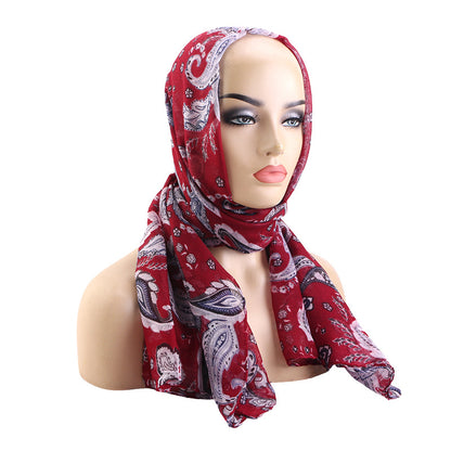 Spring and Autumn New European and American Trendy Paisley Floral Voile Headscarf Wrap Jdwj-24G