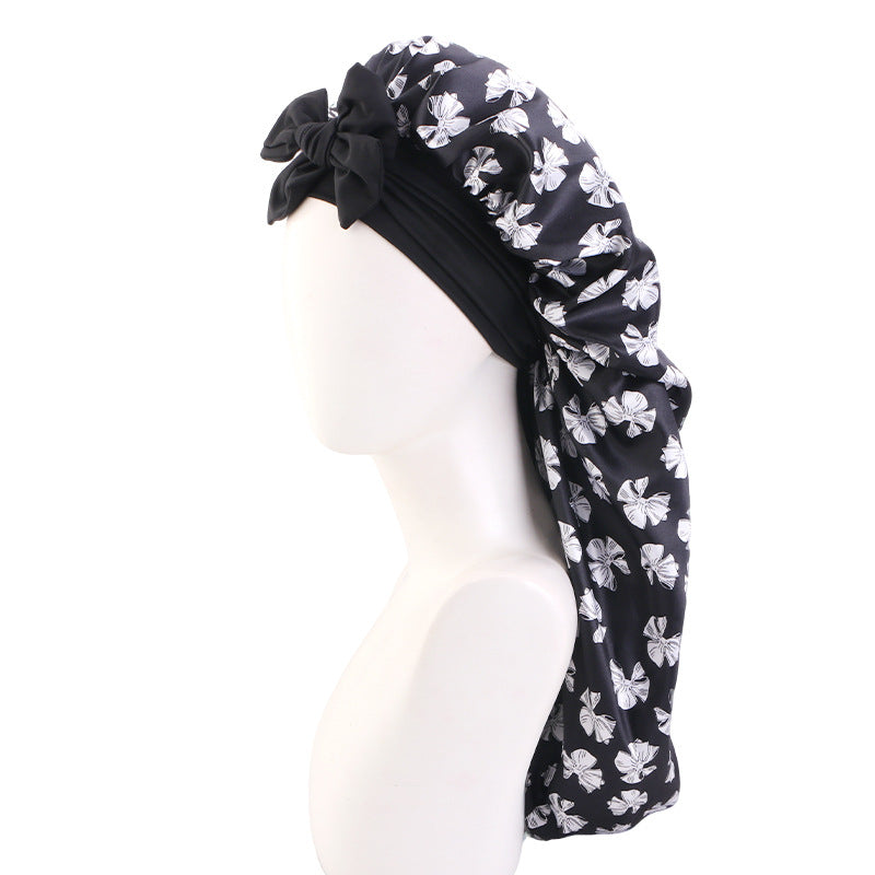 New Leopard Print Sleep Cap with Wide Elastic Band, Long Hair Care Cap with Tie, Headscarf Hat Jdb-446X