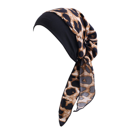 Ethnic Style Tie Tape Cap Elastic Wide Ribbon Baotou Cap Chemotherapy Cap Household Cap JDT-329C
