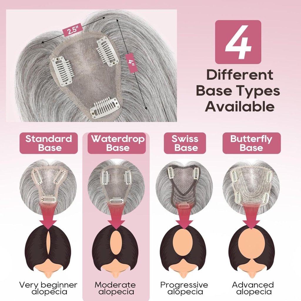 Real Human Hair Topper 10 inch Women Hair Toppers for Thinning Hair Light Grey Wigs