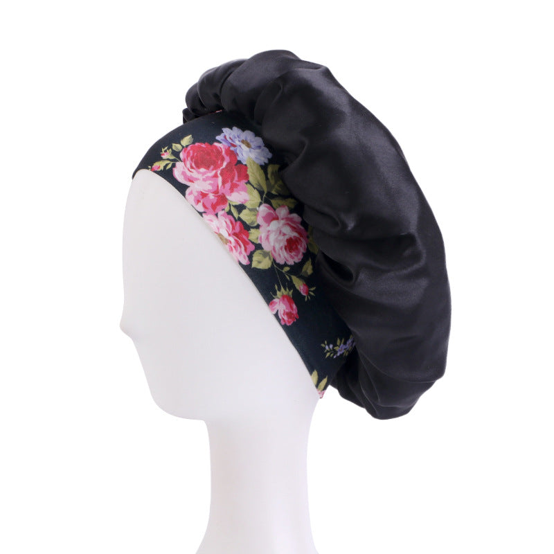 Printed hair band satin round hat nightcap beauty makeup hat headscarf cap JDB-301H